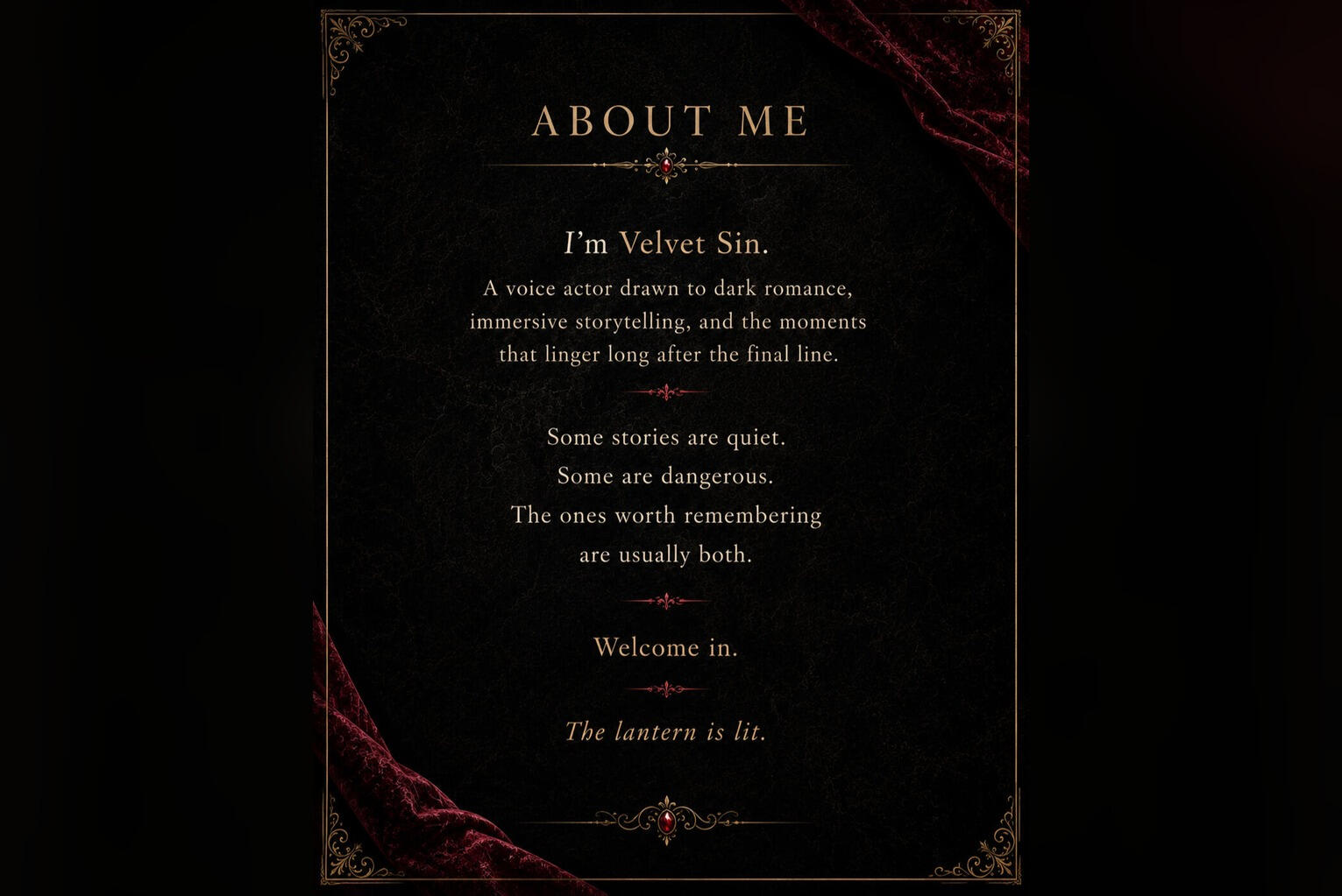About me: I'm Velvet Sin
